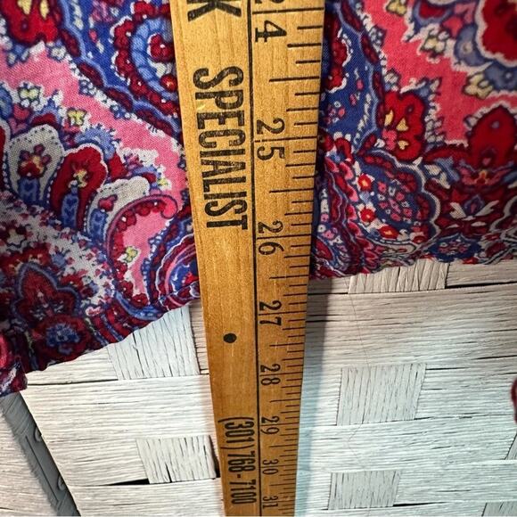 Talbots Colorful Paisley Button-Down Shirt roll tab sleeve lightweight boho - Picture 7 of 9